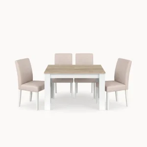 Pack mesa extensível BARCELONA + 4 cadeiras JULLIETE