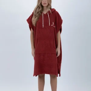 Poncho Surf Bordô - Tamanho Médio - Algodão - sem mangas