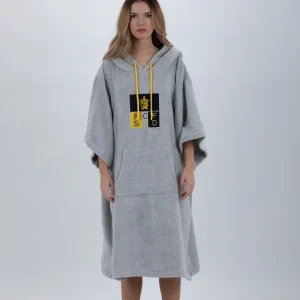 Poncho Surf Cinza Claro - Tamanho Único - Algodão - com mangas