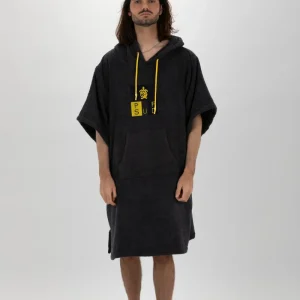 Poncho Surf Cinza Escuro - Tamanho Único - Algodão - com mangas