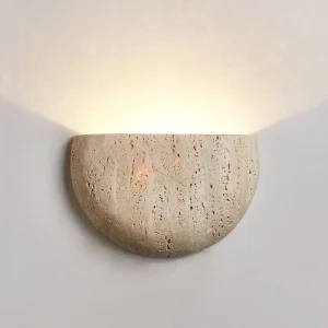 Arandela Pedra Travertino Meia Esfera