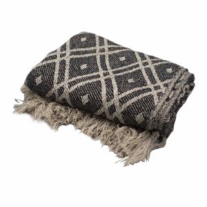 Manta Boho Padrão Regency — Preto & Bege