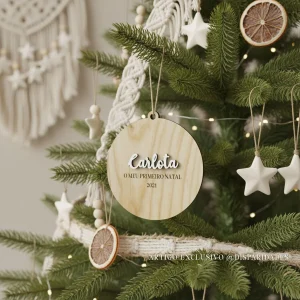 Bola de Natal c/ Nome em Relevo e Frase Gravada