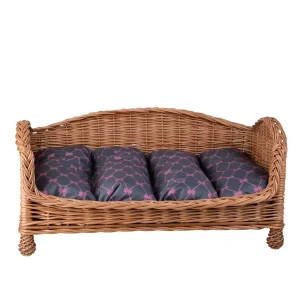 Cesto para Animais Erivia em Vime — Almofada Cinzenta e Rosa, 74 × 52 cm