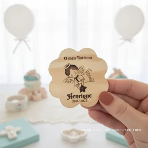 Lembrança de Batismo Anjinho Menino com Estrela (com íman)