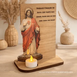 Oratório em Madeira Sagrado Coração de Jesus