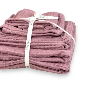 Toalha de Algodão Orgânico Waffle - Rosa Antigo