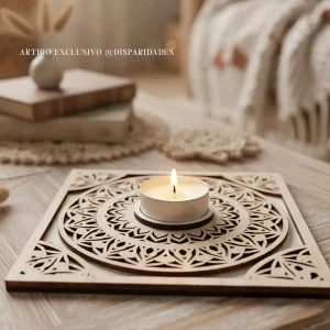 Porta-velas Mandala Quadrada