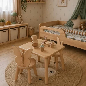 Conjunto Mesa e 2 Cadeiras Infantis Butterfly — Madeira Natural