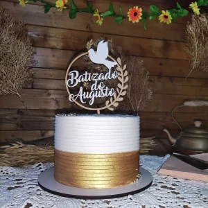 Topo de Bolo com Pomba Branca